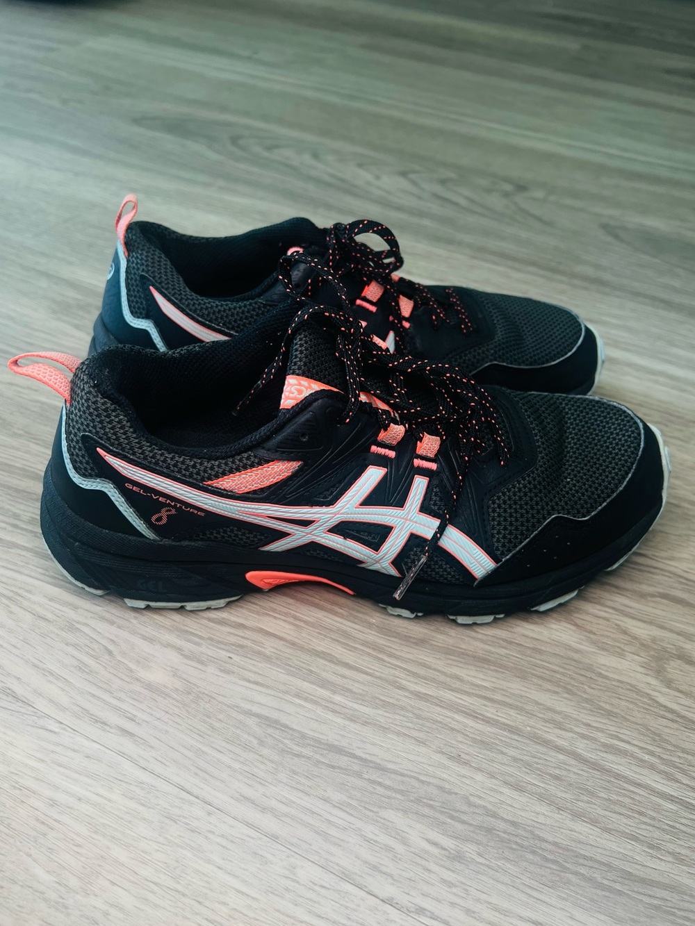 ASICS WOMENS GEL-VENTURE 8 TRAIL RUNNING SHOES BLACK PINK TURQOISE Sz 8.5